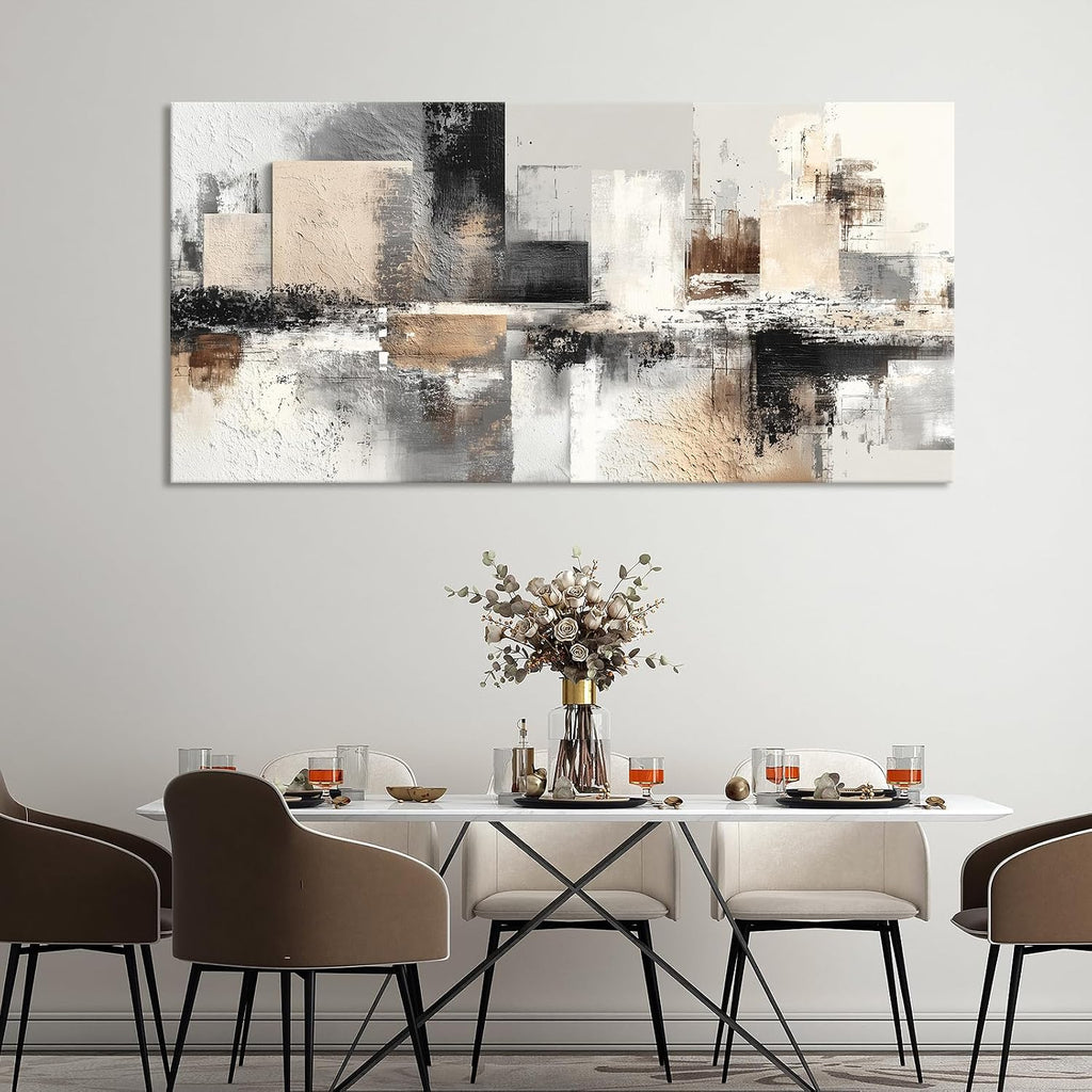 Neutral Abstract Wall Art - Large Modern Canvas Prints Paintings Artwork for Walls Minimalist Gray Black Brown