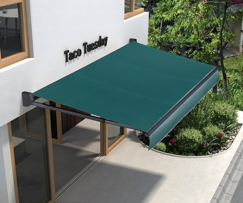 Custom Retractable Patio Awning Up to 26m (85ft) Width, Sun & Rain Shade Canopy, Aluminum Frame UV-Resistant Fabric