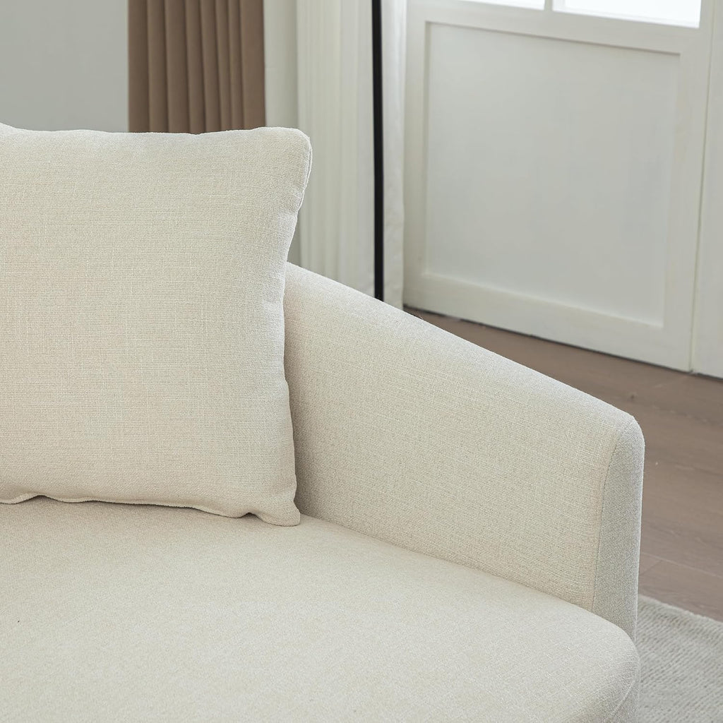 56" White Barrel Chaise Lounge Chair,Oversized Barrel Accent Chair with 2 Cushions and 3 Throw Pillows,Extra Deep