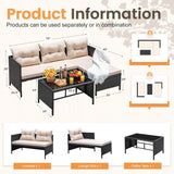 Outdoor Patio Furniture 3-Piece Rattan Waterproof Outdoor Sectional Sofa All-Weather L Shaped Patio Couch with Cushion