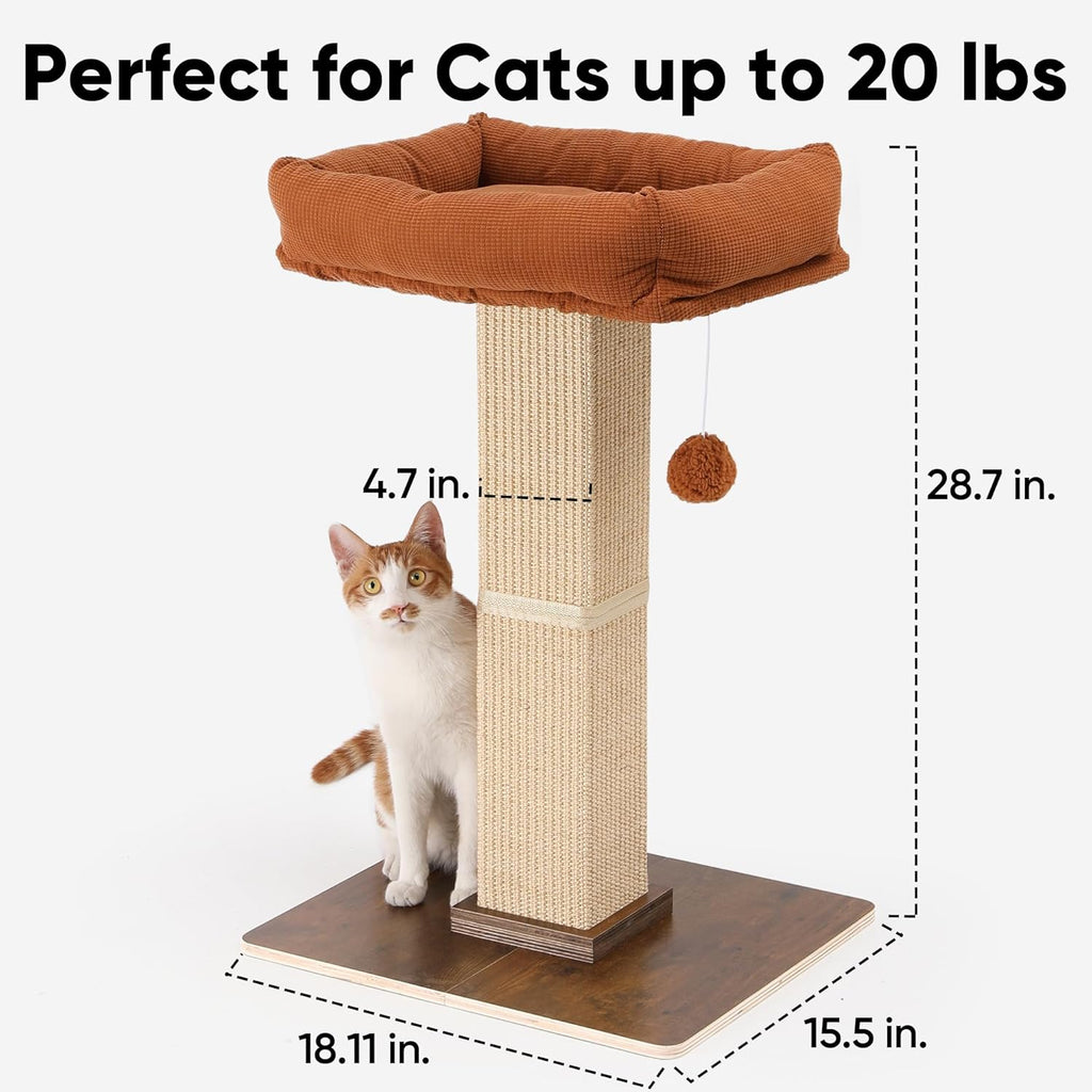 Cat Scratching Post, Retro-Style Tall Scratch Posts with Perch for Infoor Cats Adults