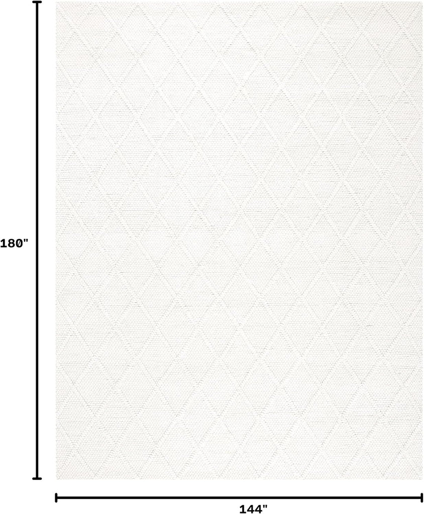 Natura Collection X-Large Area Rug - 12' x 15', Ivory & Ivory, Handmade Wool & Viscose, Ideal for High Traffic Areas