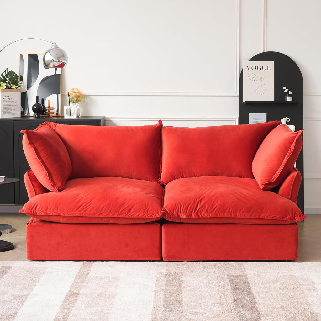 82.66" Sectional Couch for Living Room, Modular Sectional Sofa, Modern Convertible Couches, Cushion Covers Removable, Down Filled Soft Sofas for Living Room, Home, Apartment (Red) A124-B0F2YQ3QW2