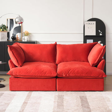 82.66" Sectional Couch for Living Room, Modular Sectional Sofa, Modern Convertible Couches, Cushion Covers Removable, Down Filled Soft Sofas for Living Room, Home, Apartment (Red)
