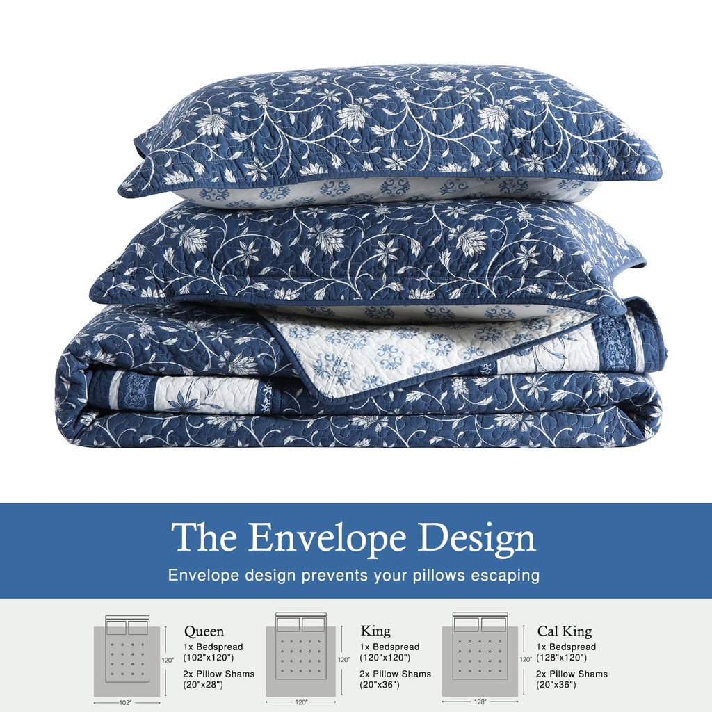 100% Cotton 128x120, Navy Botanical