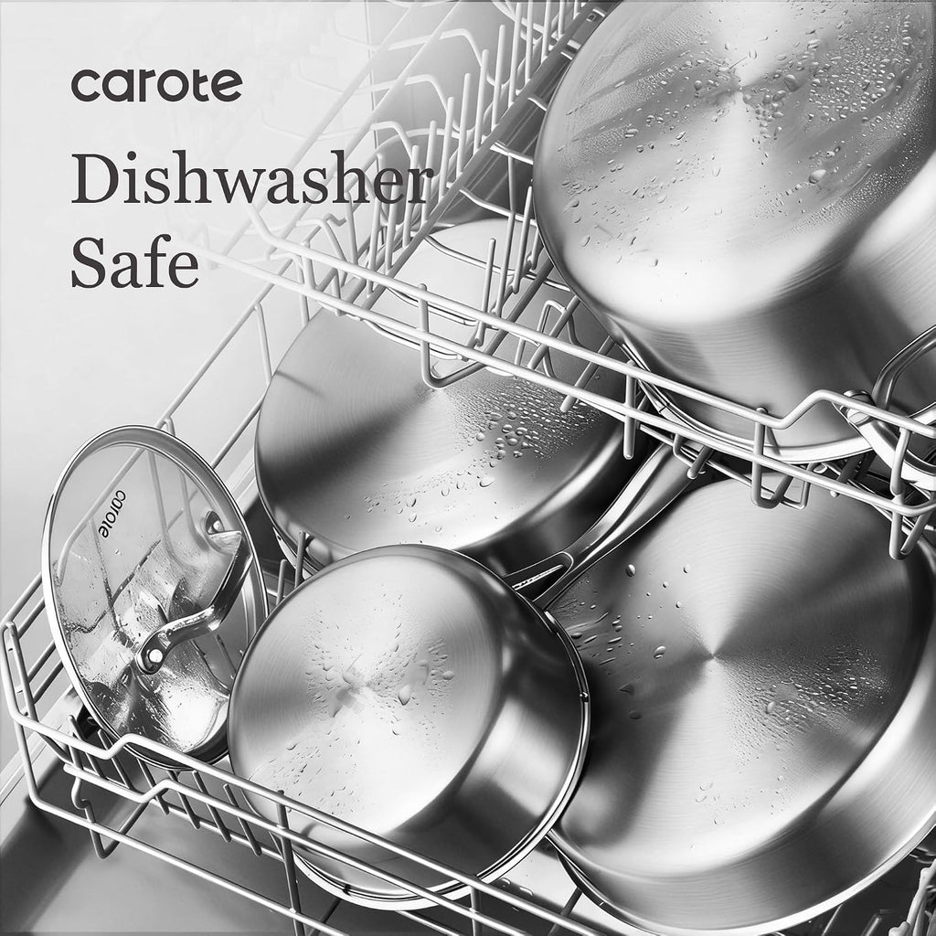 3-Piece Tri-Ply Stainless Steel Frying Pan Set, Skillet Set 8"/10"/12", Induction Compatible, Oven & Dishwasher Safe