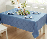 Ribbons and Bows Damask Fabric Tablecloth, Blue, 60 x 144 Inch Rectangle, Wrinkle & Stain Resistant 