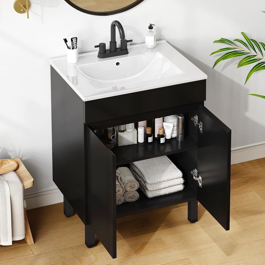 24" Compact Bathroom Vanity with Sink - Space-Saving Vanity Cabinet for Small Bathrooms