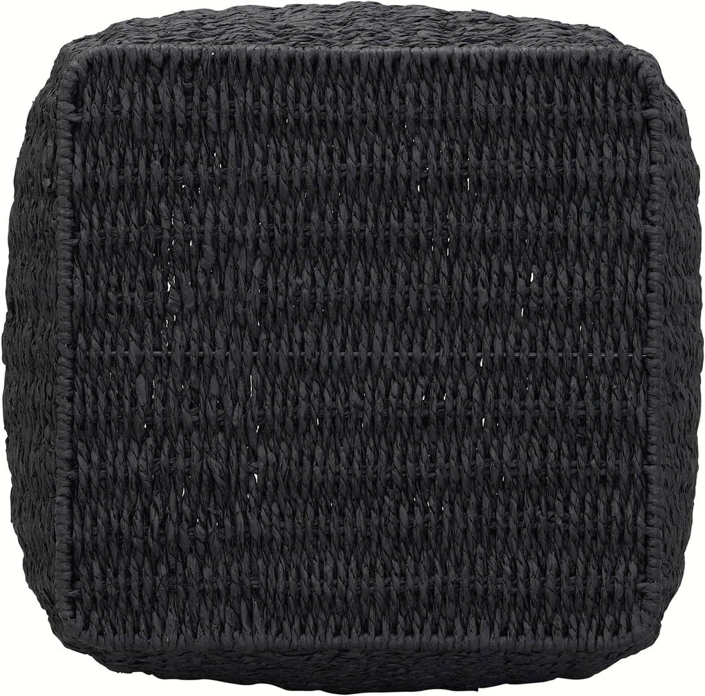 Handled Seagrass Basket Decorative Storage Organizer with Sturdy Metal Frame, Natural and Black Finish