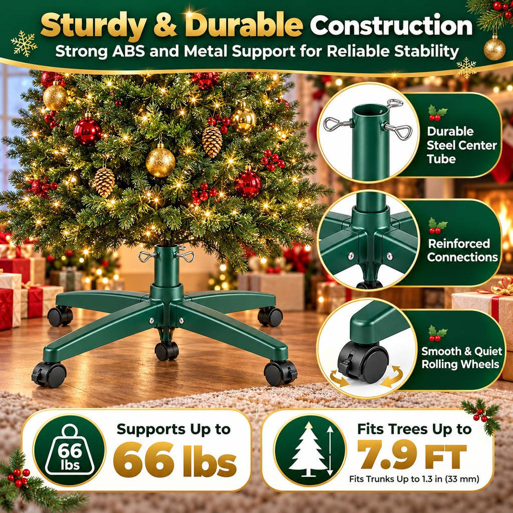 Rolling Christmas Tree Stand, Folding Base for Artificial Trees