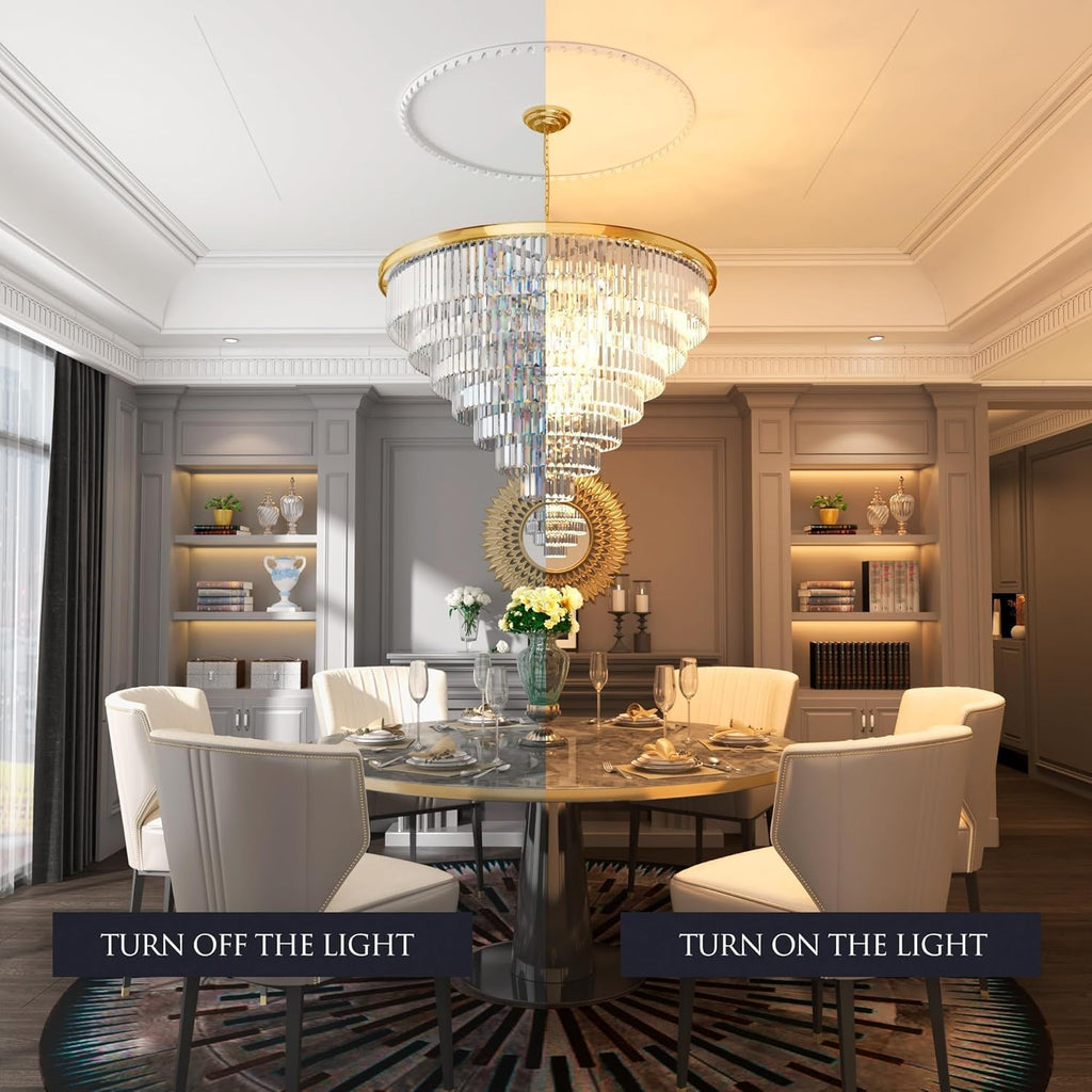 Inspired Odeon Style 24-Light Gold Empress Crystal 7-Tier Chandelier W39.4"