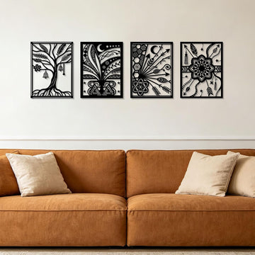 Boho Living Room Decor Metal Wall Decor Black Abstract Minimalist Line Wall Art Bohemian Wall Hanging Office Home - Set of 30
