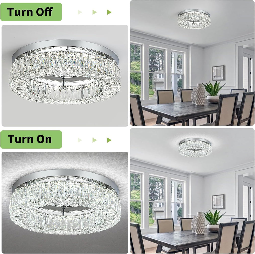 18 Inch Crystal Chandelier LED Ceiling Light Flush Mount Ceiling Light Fixtures Luxury Large Chandelier Light for