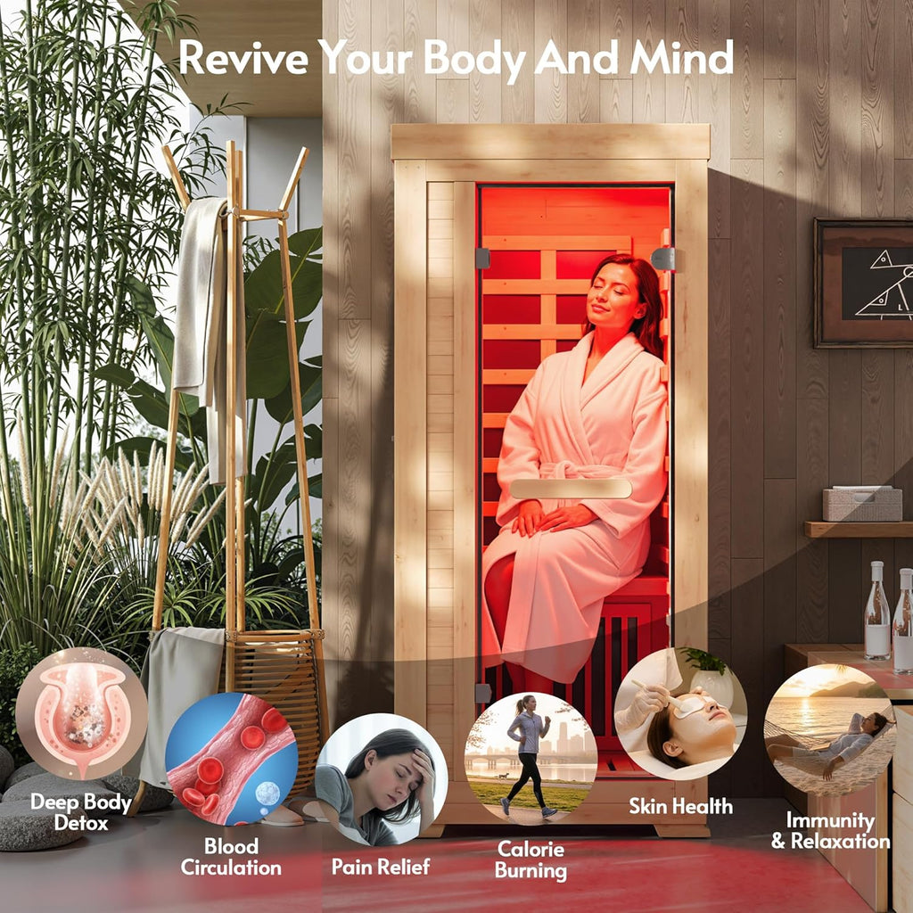 Infrared Wood Sauna 5.4Ft 1 Person