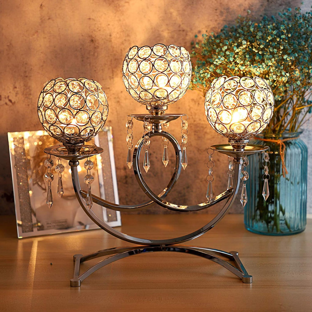 3 Arms Crystal Candle Holders Bowls Tealight Candelabras Candlestick Candle Stand OrnamentsHome Decoration