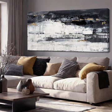 Large Abstract Wall Art, Black and White Wall Decor, Modern Printed Canvas Artwork for Walls, Living Room, Bedroom