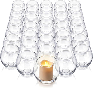 80 Pack Clear Glass Tealight Candle Holders Bulk Round Votive Small Bowl Candle Holders for Wedding Centerpieces