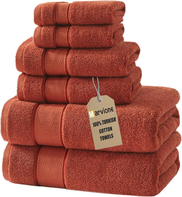 Bath Towels Set 6 Piece, 100% Turkish Cotton Luxury Towels | 650GSM Super Soft Highly Absorbent and Quick Dry Durable