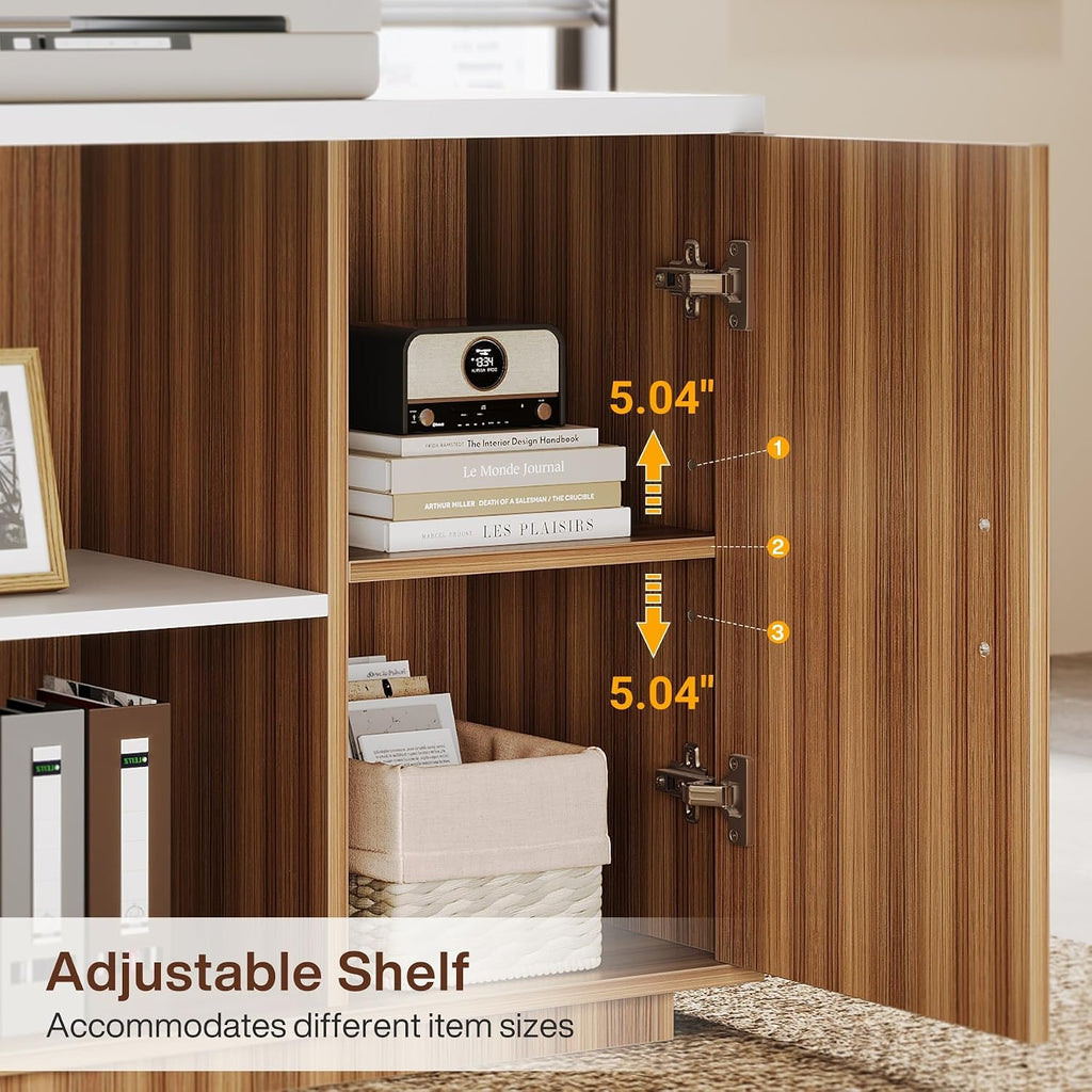 85.8-Inch L-Shaped Executive Office Desk with File Drawers & Storage Cabinet