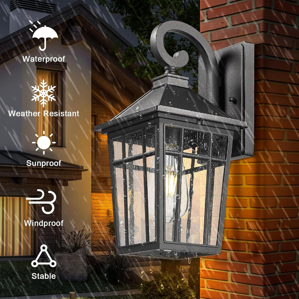 Outdoor Wall Lights for House, Exterior Lighting Fixtures Wall Mount Outdoor Porch Lights Waterproof Black Outdoor Sco