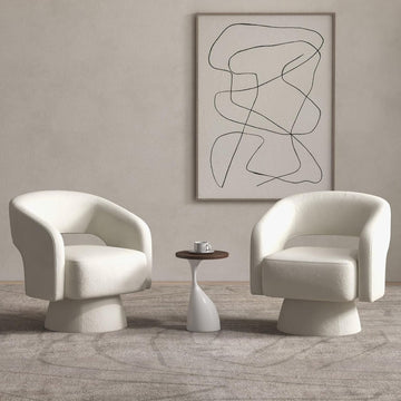 Swivel Barrel Chair, Set of 2 Velvet Accent Armchair 360 Degree Swivel Club Chair Bedroom Reception Room, Beige