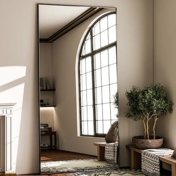 71"x31" Full Length Mirror Large Floor Mirror with Stand, Black