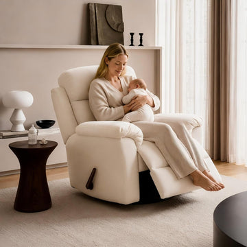 Swivel Rocker Recliner Chair for Adults, Nursery Rocking Glider Chair with Massage & Heat, FSC Wood Frame