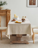 Linen Checked Table Cloth 52x70 Inches (Fit 3ft-4ft, Narrow Fit for 5ft Rectangle Table), Farmhouse 