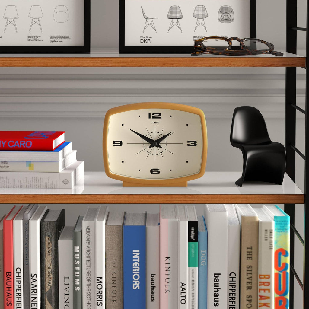 Film Desk Clock | Retro Rectangular Design | Mustard Yellow