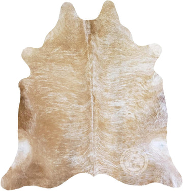 100% Genuine Exotic Beige Palomino Cowhide Rug - Modern Style Animal Skin Rug & Floor Carpet & More - Extra Large