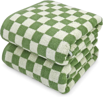 Bath Towels Set of 2 - Luxury Cotton Bathroom Shower Towels Body 55"x27.5" | Absorbent, Quick Dry, 520GSM, Green