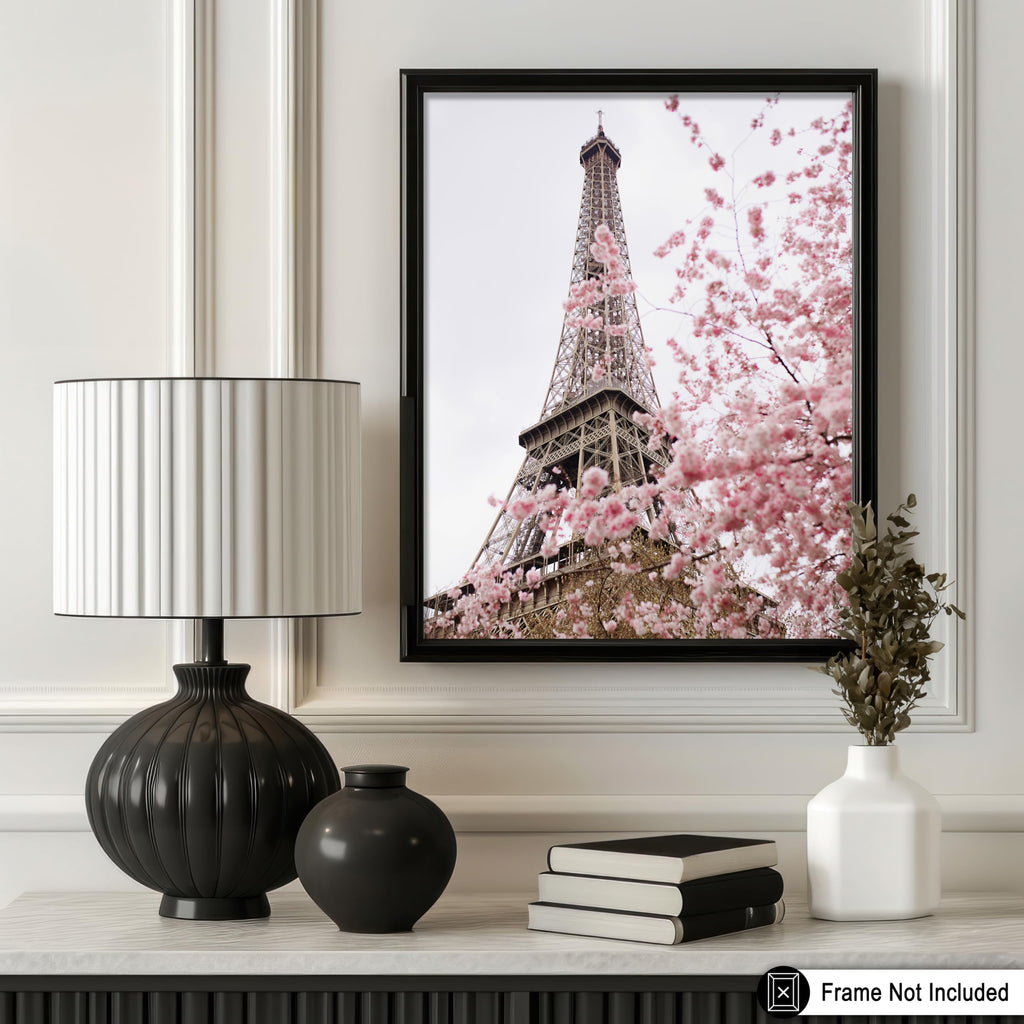 Master Blooming Paris Poster - Eiffel Tower Print - Photography - Cherry Blossom Artwork - Flower Architecture Design