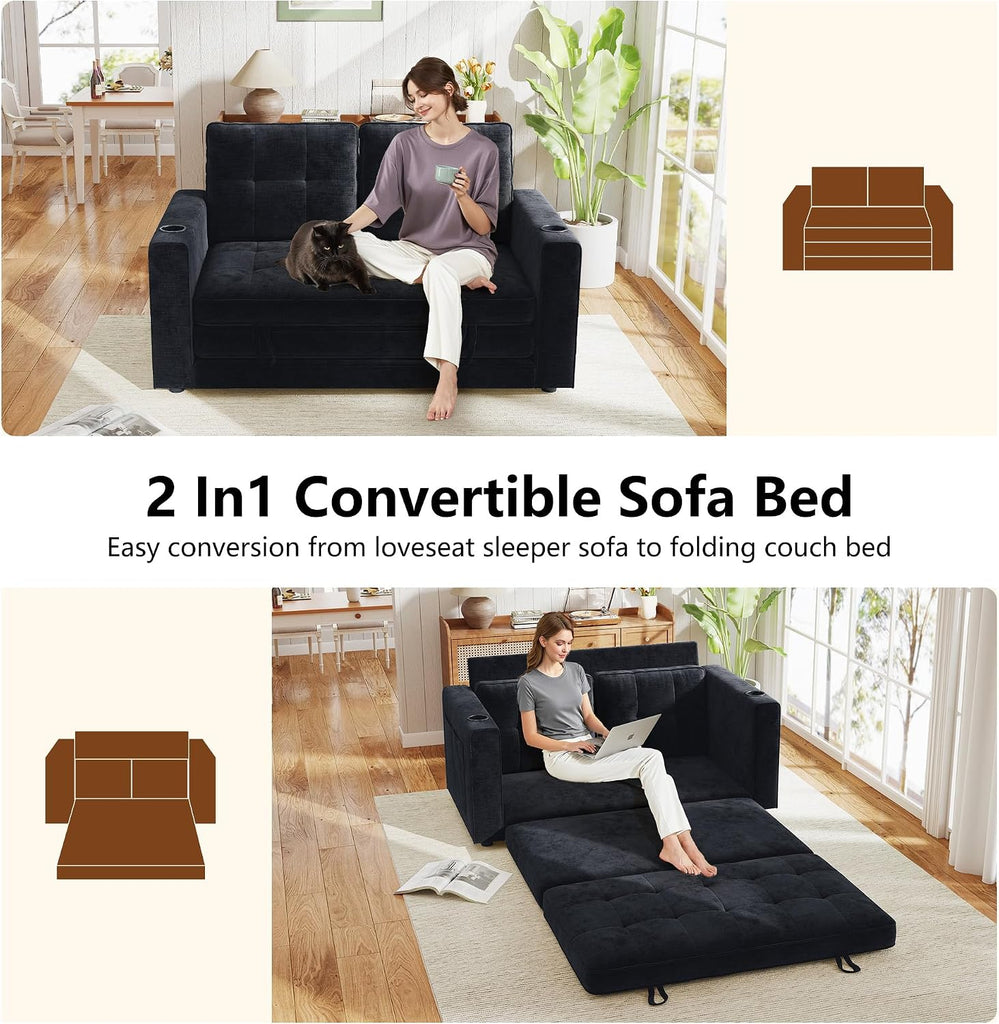 Convertible Sofa Bed, Folding Sofa Bed 2 in1 Pull Out Loveseat Sleeper Sofa, Floor Sofa Bed Folding Couch Bed with