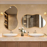 Irregular Wall Mirror - Wall Mirrors Decorative 20"x36" Gold Asymmetrical Mirror Tempered Glass Aviation Aluminum