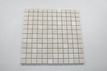 BOTTICINO/White Pearl Marble 1"X1" Tumbled Mosaic Tile