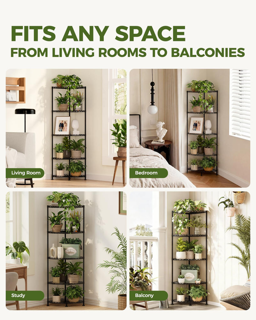 Corner Shelf 5 Tier Stand, Black