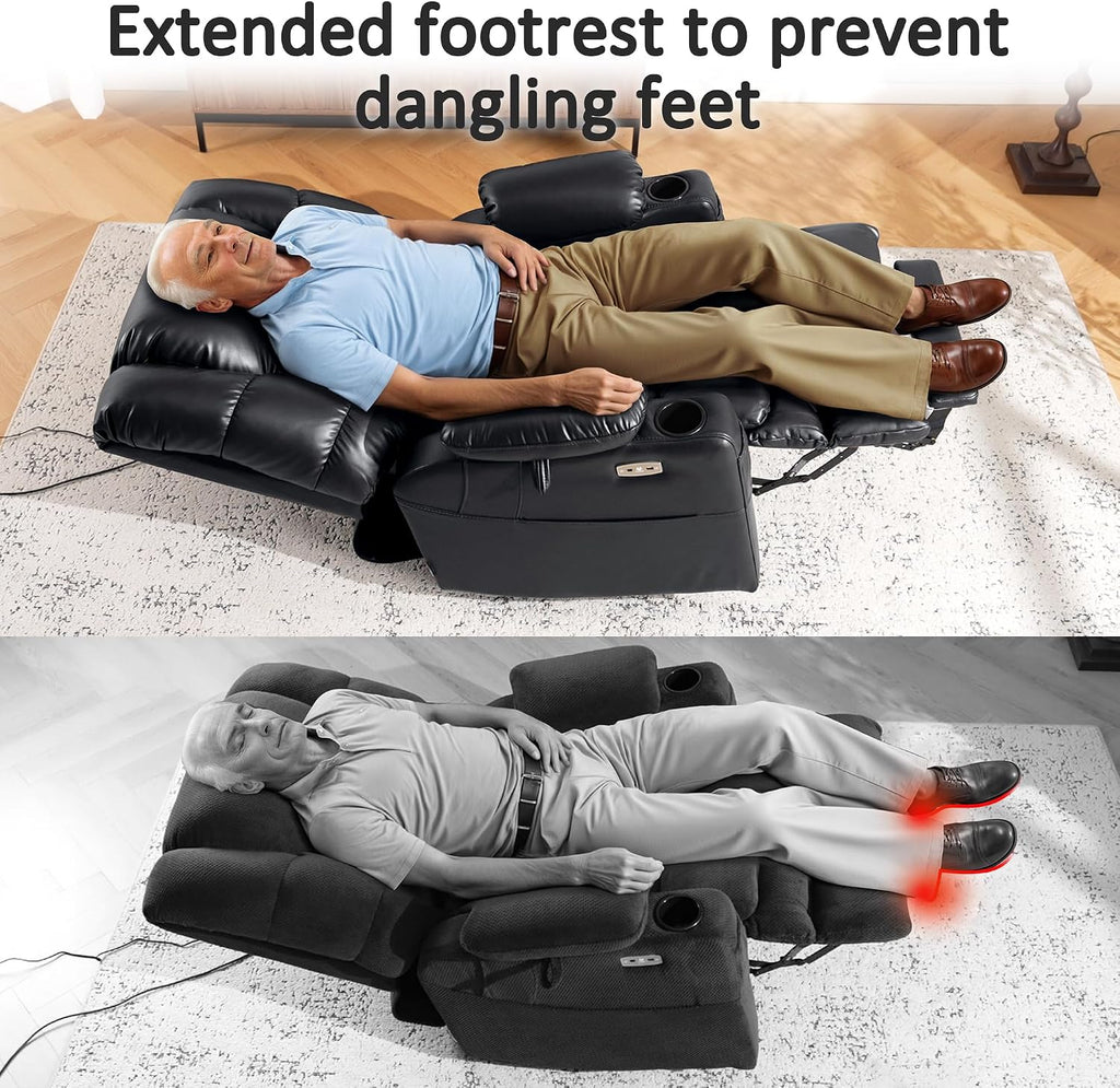 Triple Motor Lay Flat Power Lift Recliner Chair for Tall Elderly, Infinite Position, Massage, Dual Heating