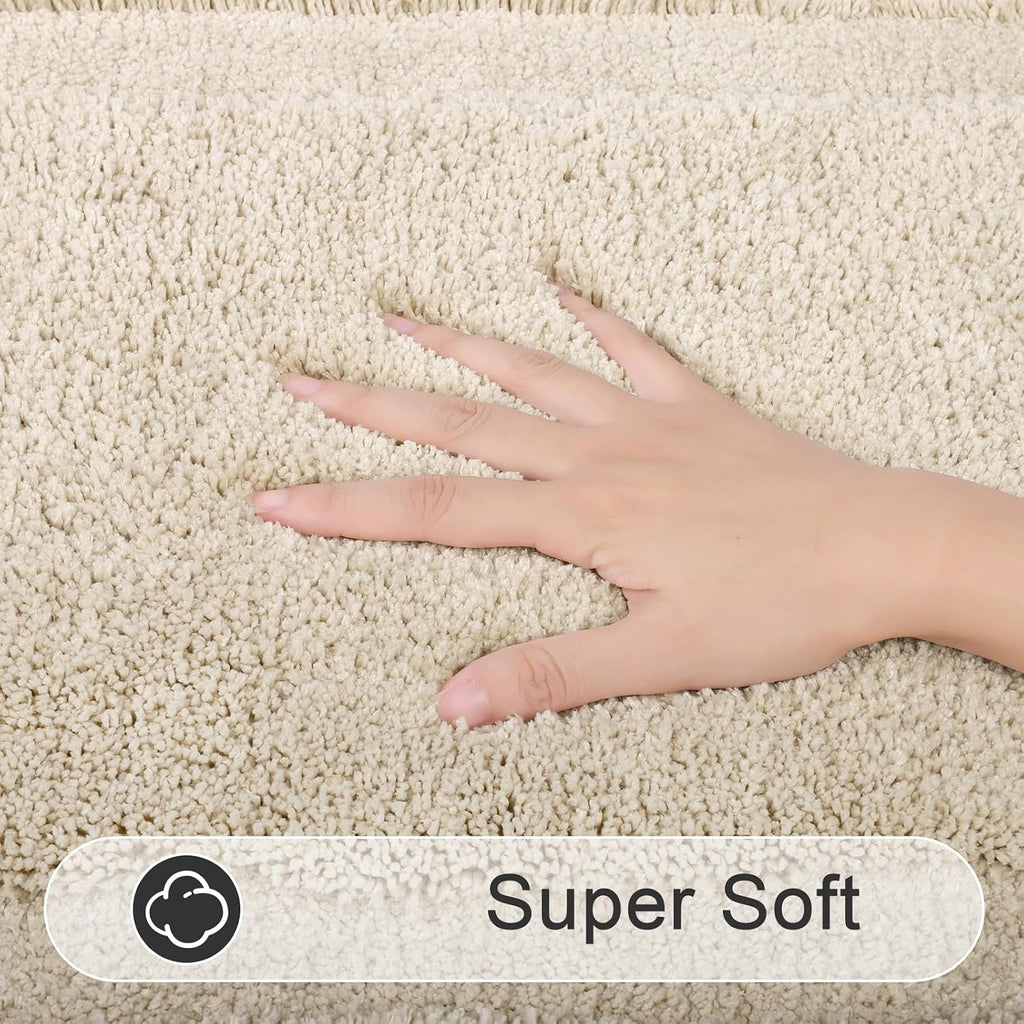Soft Microfiber Bathroom Rugs Set 2 Pieces with Toilet Rug | Absorbent Plush Bath Mat U Shaped Contour Bath Rug, Non