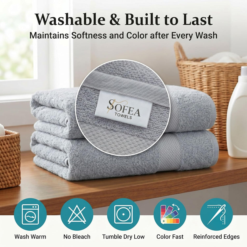 Bath Sheet Towels 2 Pack Oversized, (35 x 70 Inches) 100% Cotton Jumbo Bathroom Towels, Extra Large Soft Absorbent
