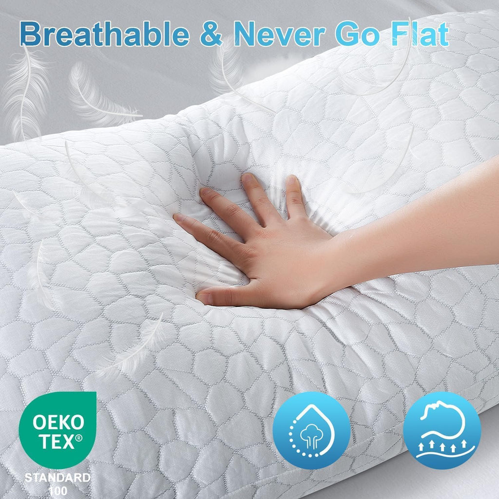 Cooling Memory Foam Pillows Queen Set of 2, Adjustable Shredded Memory Foam,Bed Pillows for Sleeping with Breathable