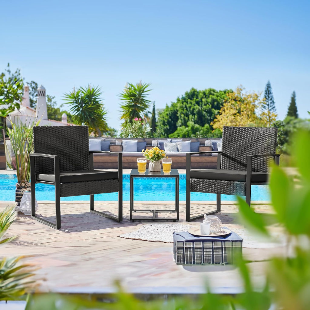 3 Pieces Outdoor Patio Wicker Furniture Set