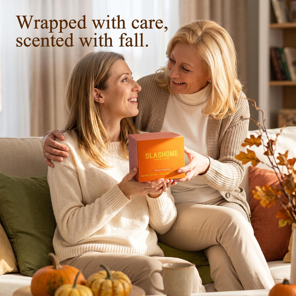 Pumpkin Spice Scented Candle, 12 Oz 3-Wick Soy Wax Fall Home Decor