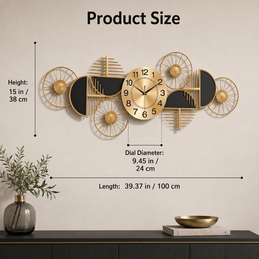 40" Large Modern Wall Clock, 3D Metal Wall Art