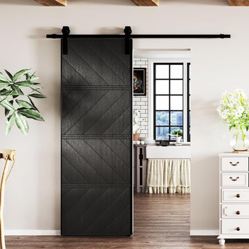 30in X 84in Sliding Barn Door, MDF, with Waterproof Surface, DIY Assemble, Pre-drilled Barn Door Sla