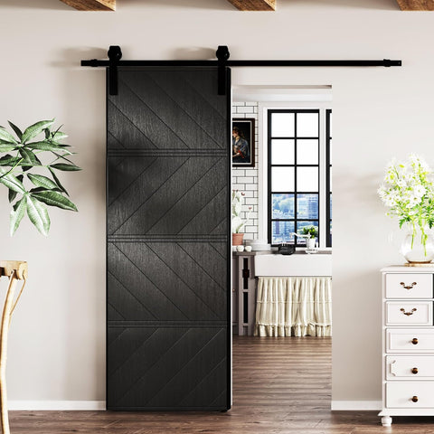 30in X 84in Sliding Barn Door, MDF, with Waterproof Surface, DIY Assemble, Pre-drilled Barn Door Sla