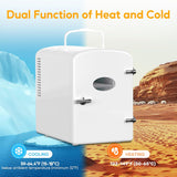 Mini Fridge, 6L/9 Can Skincare Beverage Small Refrigerator for Bedroom, Office, Dorm, Car, 100% Freon-Free Cooler and