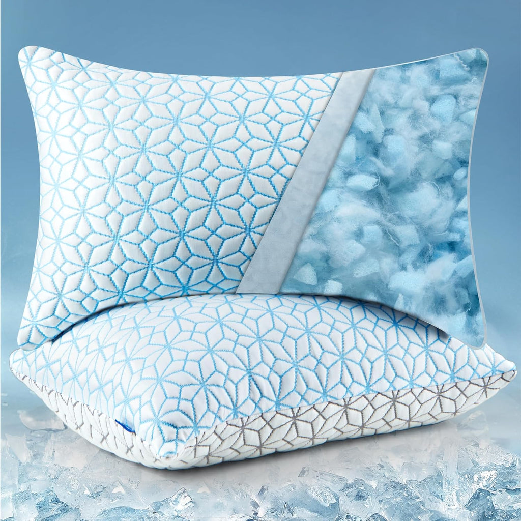 King Size Pillows Set of 2 Shredded Memory Foam Pillows 2 Pack, Adjustable Cooling Pillow for Side Sleepers, Back