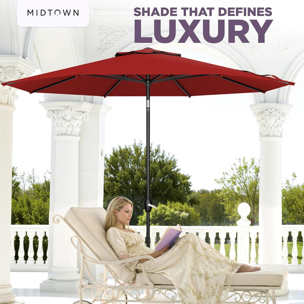 The Lean 9 Ft Patio Umbrella with Fade-Resistant Sunbrella Fabric
