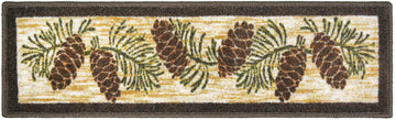 Rug Cozy Cabin Stair Treads 9"x30" 3 Pack, Row of Cones, Brown