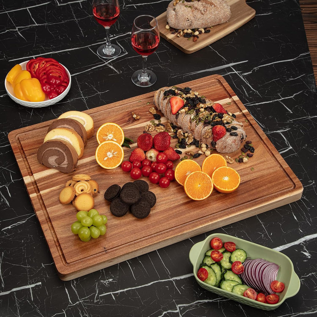 24 x 18 In Acacia Cutting Board , XXL Extra Large Charcuterie Cheese Platter Serving Tray, Food Prep and Serving